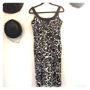 Satin black and white cocktail dress